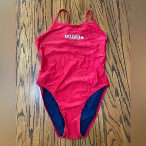 Sporti Women's Red 38 Guard Solid Thin Strap One Piece Swimsuit